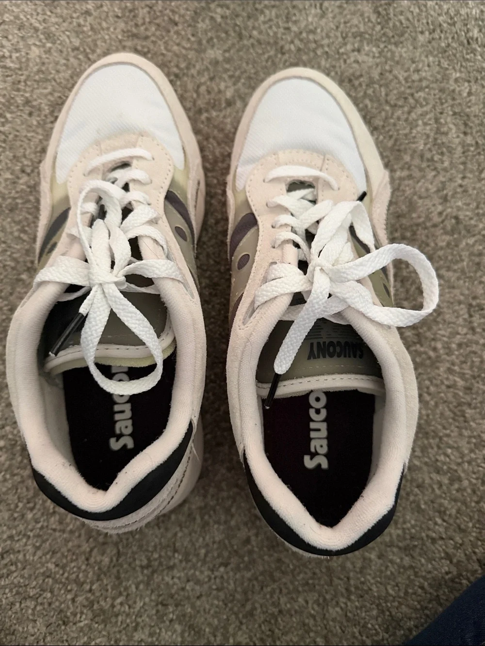 Saucony White, dark white Shadow 6000 Athletic Sneakers